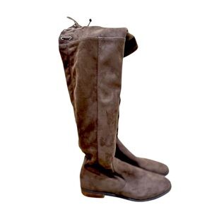 Vince Camuto Taupe Over the Knee Boots side zip back tie round toe size 10